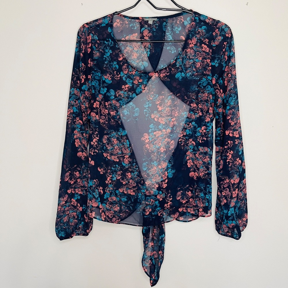 Charlotte Russe Top Women's M Sheer Floral Fairy Flowy